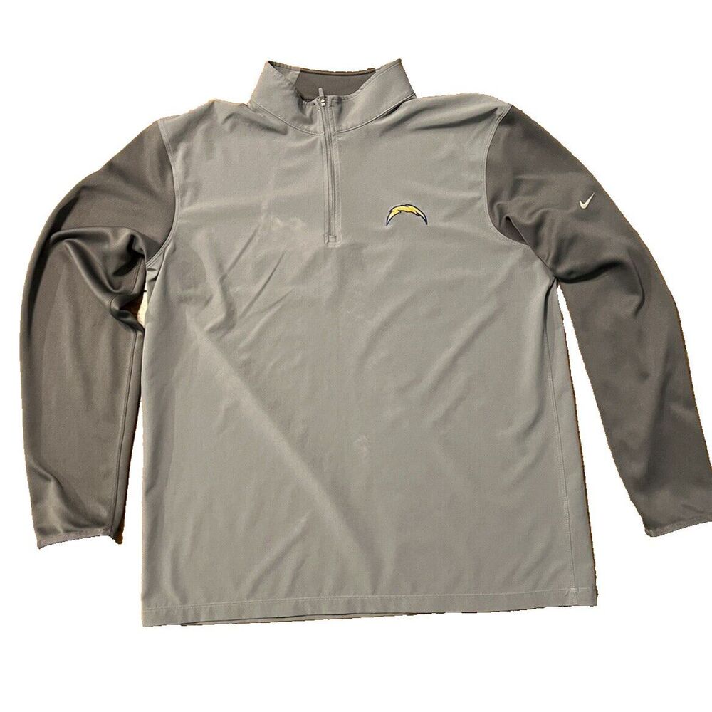 NFL Chargers Nike Golf Dri Fit Jacket 1/4 Q Zip Mens Large Gray Pullover